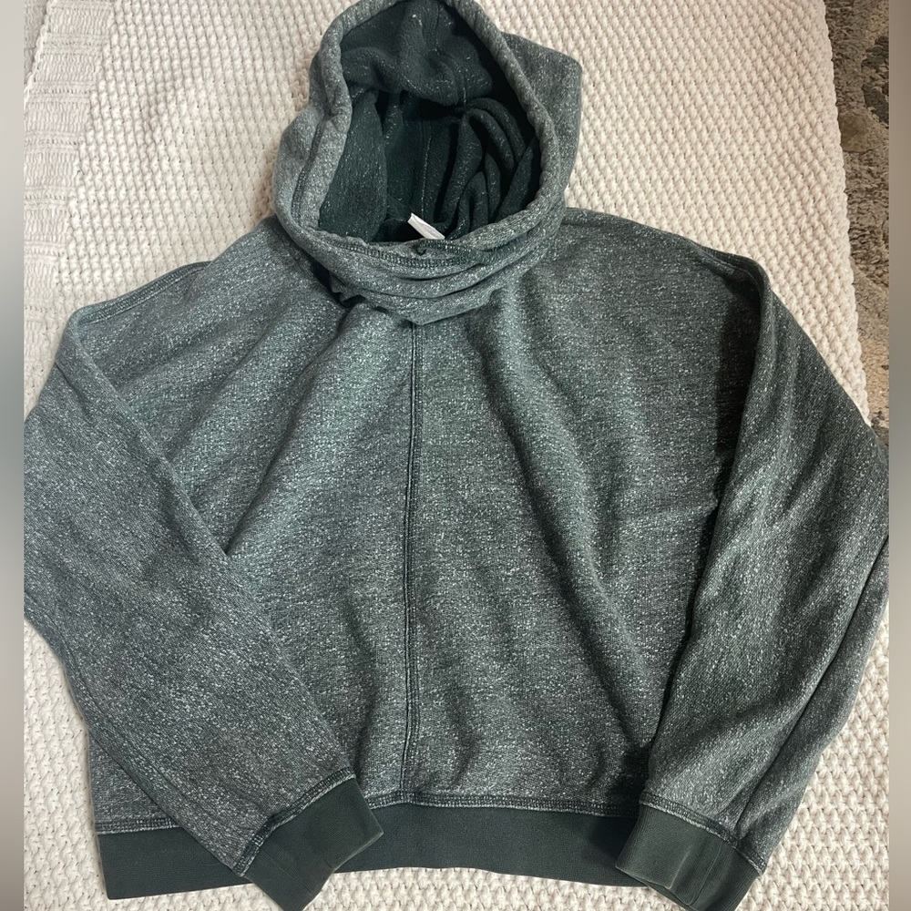 Nike Cowl Neck Heather Green Cropped Hoodie size large